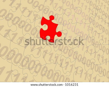 computer language with missing puzzle piece in red along with all other pieces visible.