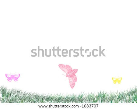 A grassy border with moths flying around, perfect for web sites, presentations, etc...