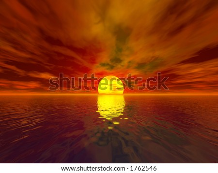 The deep setting sun in a tropical setting