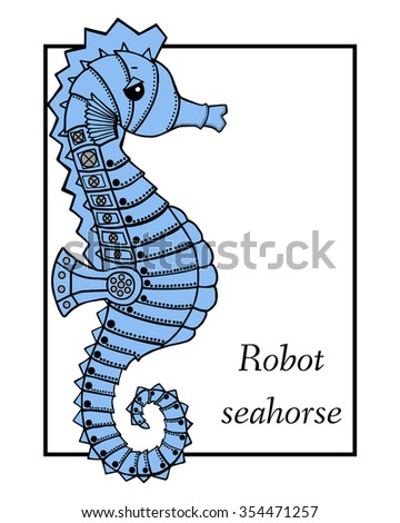 Marine Drawings. Vector Illustrations Robot Inhabitants of the Underwater World. Steampunk animal