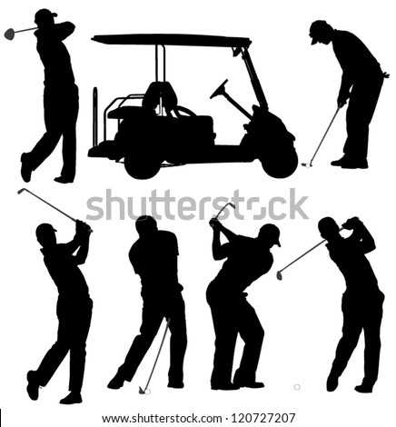 Golf Player Silhouette on white background