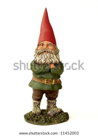 garden gnome fancy dress. girlfriend Support Troops GARDEN GNOME w garden gnome fishing. stock photo