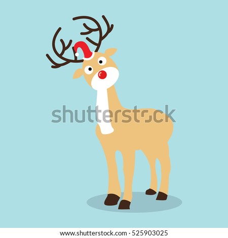 Christmas Reindeer In Flat Design For Christmas Holiday Decoration