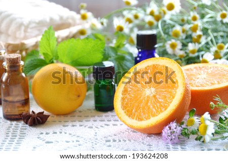 aromatherapy treatment with fruits and herbs