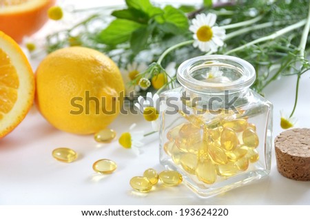 natural supplement with fruits and herbs