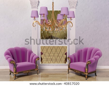 violet armchair in classic room