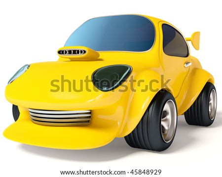 stock photo yellow car on white background