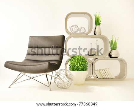 stock photo : modern interior room with nice furniture inside