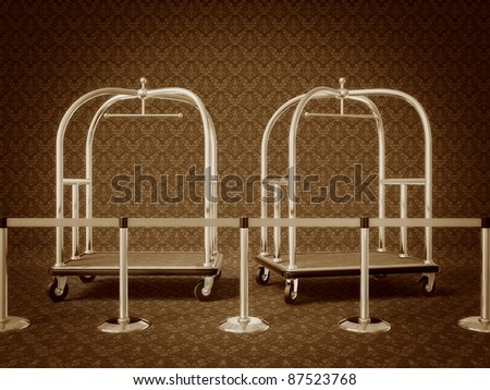 hotel  trolley for transfer suitcase in a sephia style