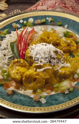 chicken curry with rice. North Indian Chicken Curry