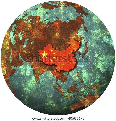 3d view from space on southern hemisphere with china flag 3d view from space on southern hemisphere with china flag