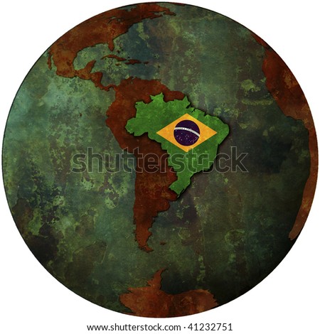 earth globe map. flag on map of earth globe