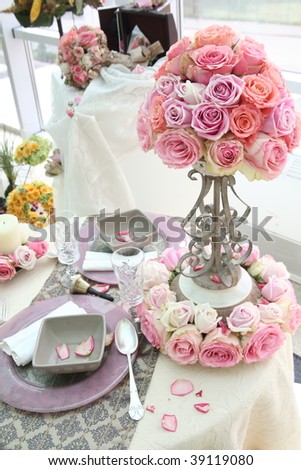 stock photo Wedding decorations on table