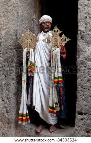 LALIBELA, ETHIOPIA - AUGUST 3: Priest Asheten Mariam, Lalibela\'s churches carved into the rock were declared World Heritage Site in 1978, August 3.2011 in Lalibela, Ethiopia.