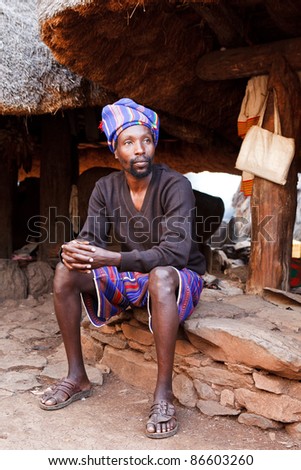KONSO, ETHIOPIA - AUG 16: Gezahegn Kalla,the traditional king of Konso,is the 20th chief to have been in the same place,each holding position for chief usually an 18 year cycle, Aug 16,2011 in Ethiopia