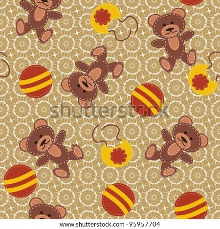 seamless background with toys and bibs