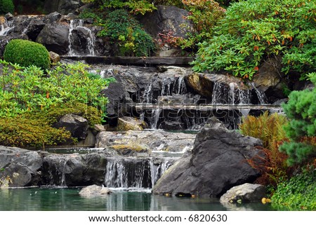 Garden Waterfalls on Picture Of Some Small Waterfall At A Japanese Garden Stock Photo