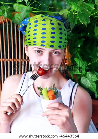 girl in the garden of eating healthy food is useful cocktail