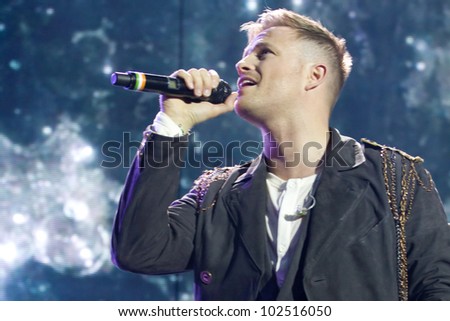 LONDON, UK - MAY 12: Westlife perform the first of their fairwell tour nights at London O2 arena on the MAY 12, 2012 in London, Uk