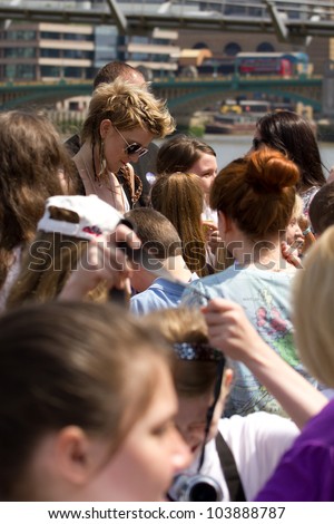 LONDON, UK - MAY 30: Bo Bruce from The Voice signs autographs outside the Tate Modern on the MAY 30, 2012 in London, UK