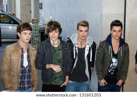 LONDON, UK - MAR 14: Union J arrives at BBC Radio One in London on the MAR 14, 2013 in London, UK