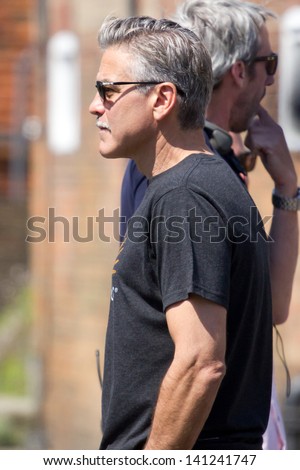RYE, UK - JUNE 06: George Clooney spotted filming his new movie \'The Monuments Men\' in RYE on the MAR 15, 2013 in London, UK