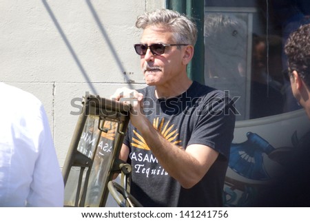 RYE, UK - JUNE 06: George Clooney spotted filming his new movie 'The Monuments Men' in RYE on the MAR 15, 2013 in London, UK