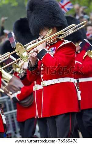 LONDON, UK - APRIL 29: A Royal Band plays music on the mall for the Royal Wedding of   Prince William and Catherine Middleton on April 29, 2011 in London, UK.