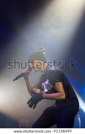 LONDON, UK - DECEMBER 19: Dappy from N Dubz performs on his sell out solo tour at London\'s Indigo2 on the December 19, 2011 in London, UK