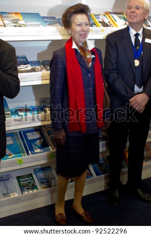LONDON, UK - JANUARY 11: Princess Anne visits the London Boat Show in the Excel Centre on the January 11, 2012 in London, UK