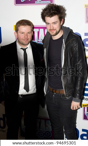 LONDON, UK - FEB. 08:Jack Whitehall and friend arrives to the LAFTA awards in Cuckoo Club in London on the Feb 08, 2012 in London, UK