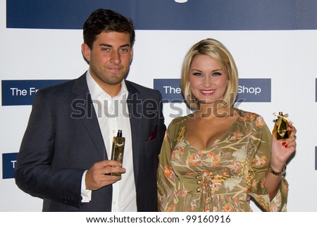 LONDON, UK - MAR. 31: James \'Arg\' Argent and Sam Friars pose at the launch of the TOWIE fragrance in Bluewater, London on the Mar 31, 2012 in London, UK