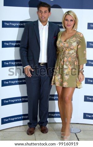 LONDON, UK - MAR. 31: James \'Arg\' Argent and Sam Friars pose at the launch of the TOWIE fragrance in Bluewater, London on the Mar 31, 2012 in London, UK