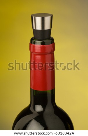Wine bottle with a silver bottle stopper