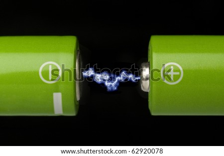 Two green batteries with a lightning between them