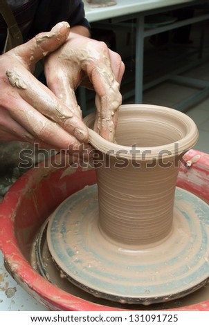 potter, creating an earthen jar on the circle