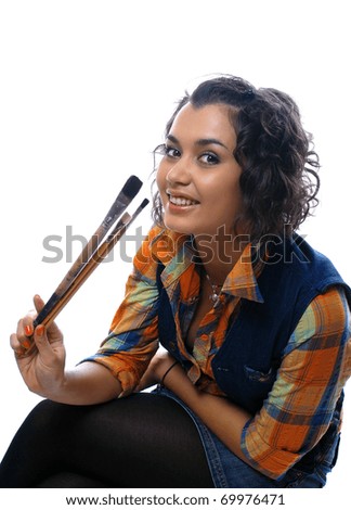artist-girl with brushes artist-girl with brushes