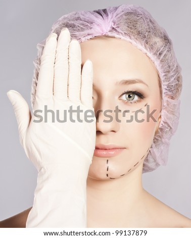 Lines on an attractive Caucasian lady face