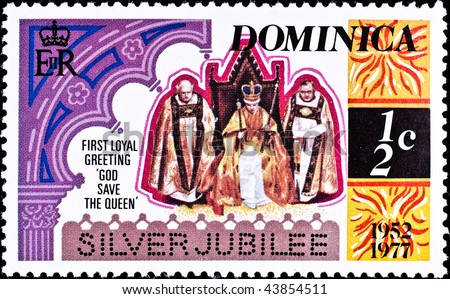 DOMINICA - CIRCA 1977: postage stamp celebrating silver jubilee \