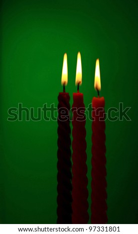 Three Candles On Green