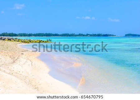 Tuvalu island paradise beach blue lagoon on pacific island sea and ocean