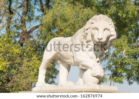 Lion statue around Vorontsov palace in Odessa