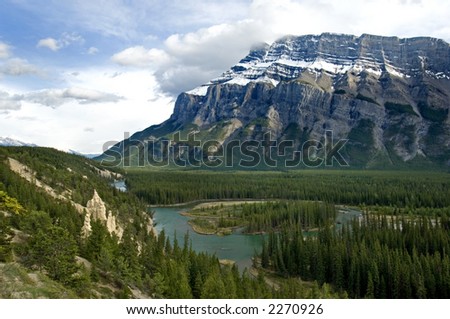 Tunnel mountain in spring by Banff town, Banff National park, Canada