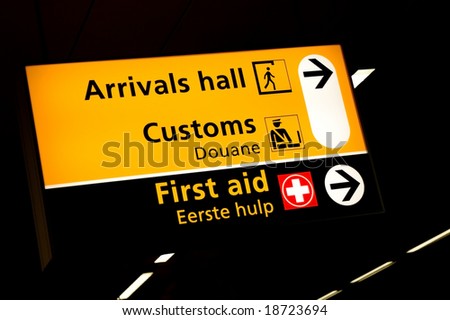 Transfer sign at the gates of Schiphol airport Amsterdam
