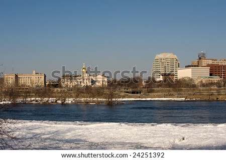 Panorama of Trenton, NJ with Delaware river