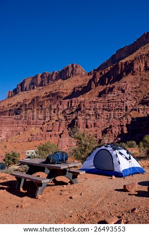 Tent on a wilderness camping site in Utah