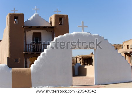 Historical catholic church in Taos Pueblo, New Mexico