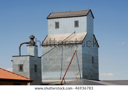 Grain elevator roof in the Midwest rural farm