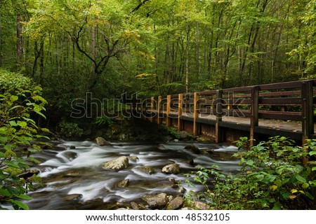 Bridge over mountain stream in Great Smoky Mountains national park