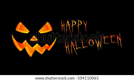 Halloween lantern pumpkin head - Happy Halloween holiday black background